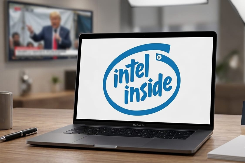 Logos de Apple e Intel representando colaboración en fabricación de chips